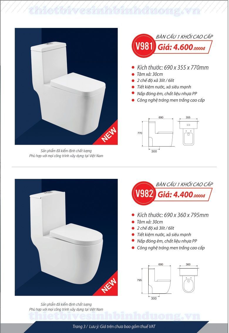 Bồn cầu liền khối Italy VINCY V982